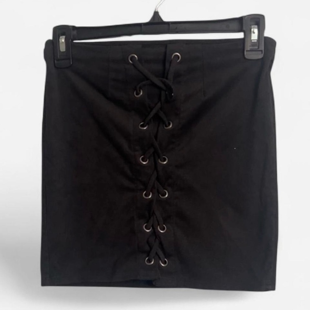 Windsor Black Lace-Up Mini Skirt